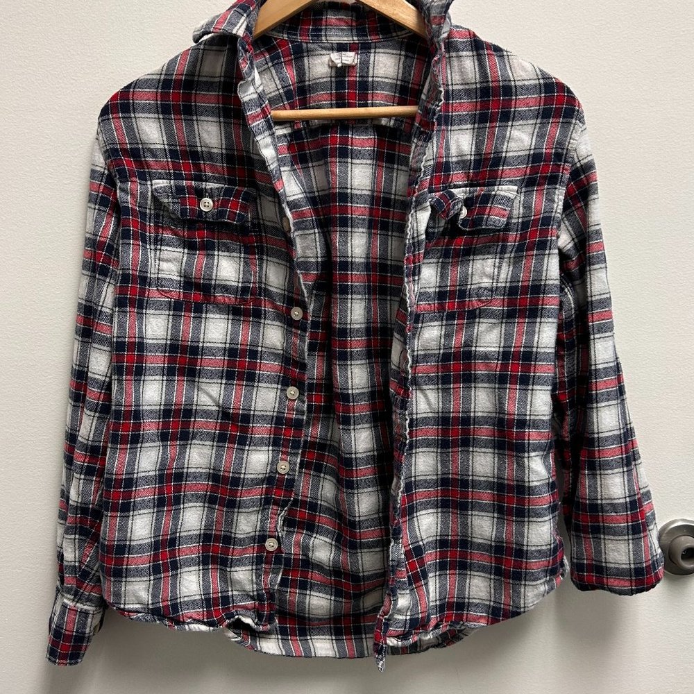 Crewcuts boys flannel shirt, red/white/blue, 14